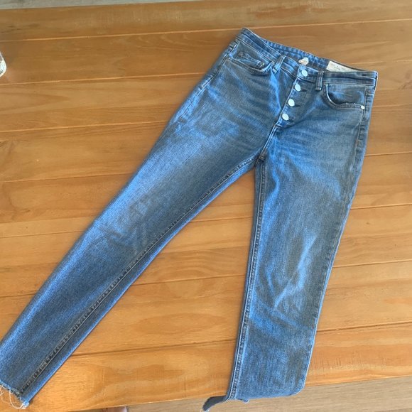🌺 SOLD rag & bone Nina Highrise Skinny Farrow Button Fly - Picture 3 of 12